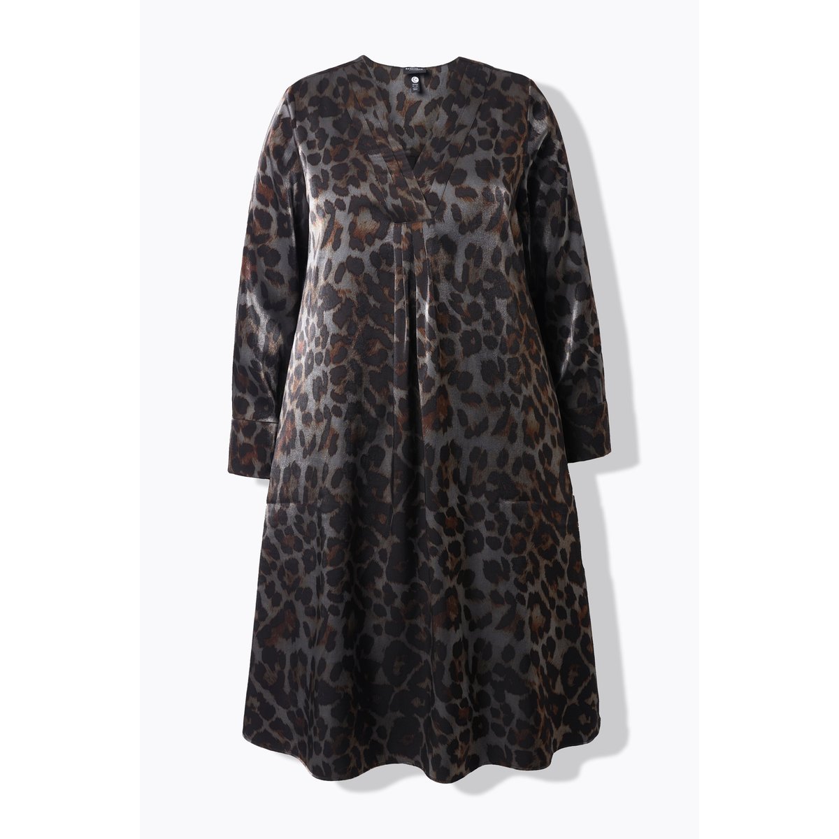 Robe midi coupe trapèze à décolleté en V marine foncé, ULLA POPKEN