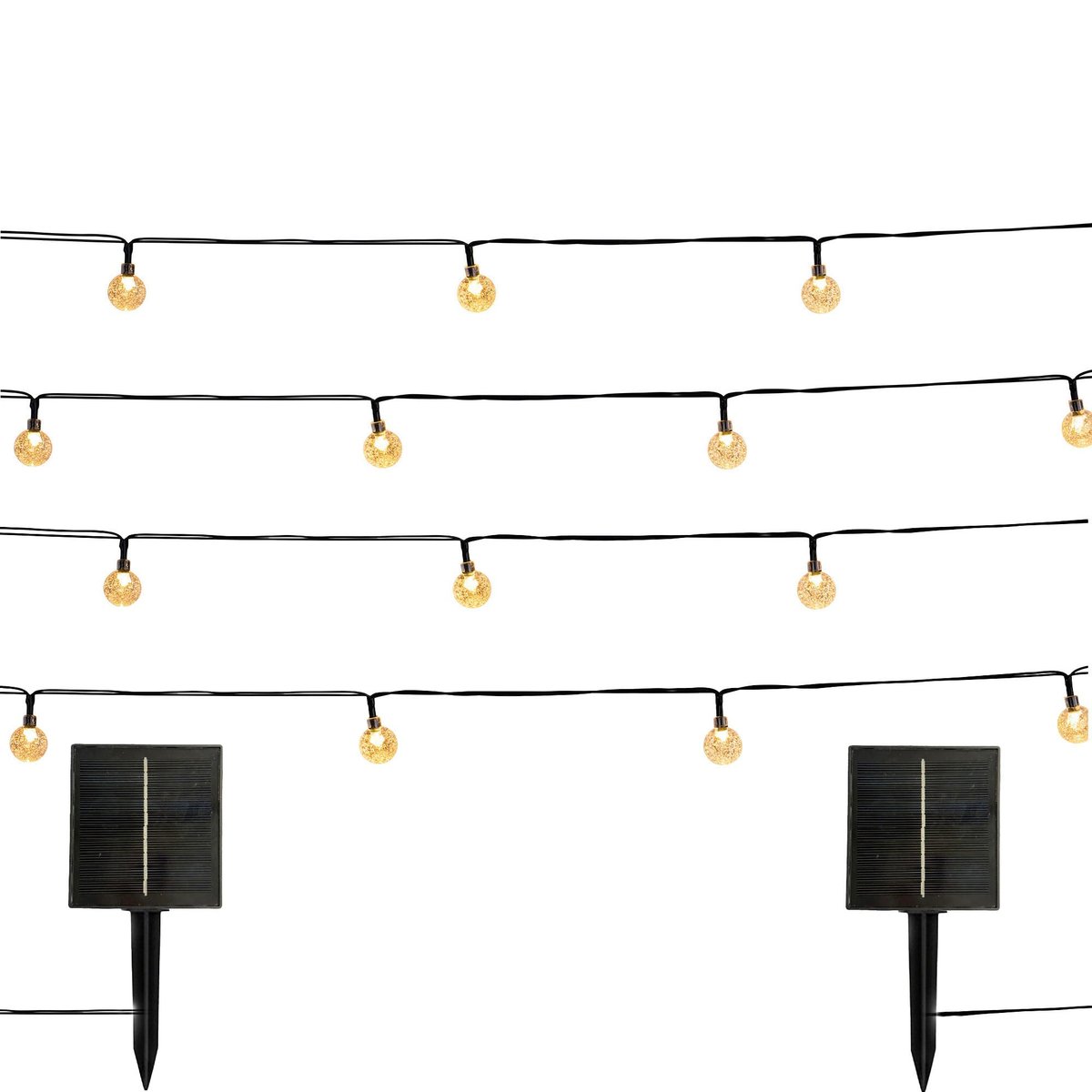 Lot de 2 Guirlandes solaires noir, LUMISKY