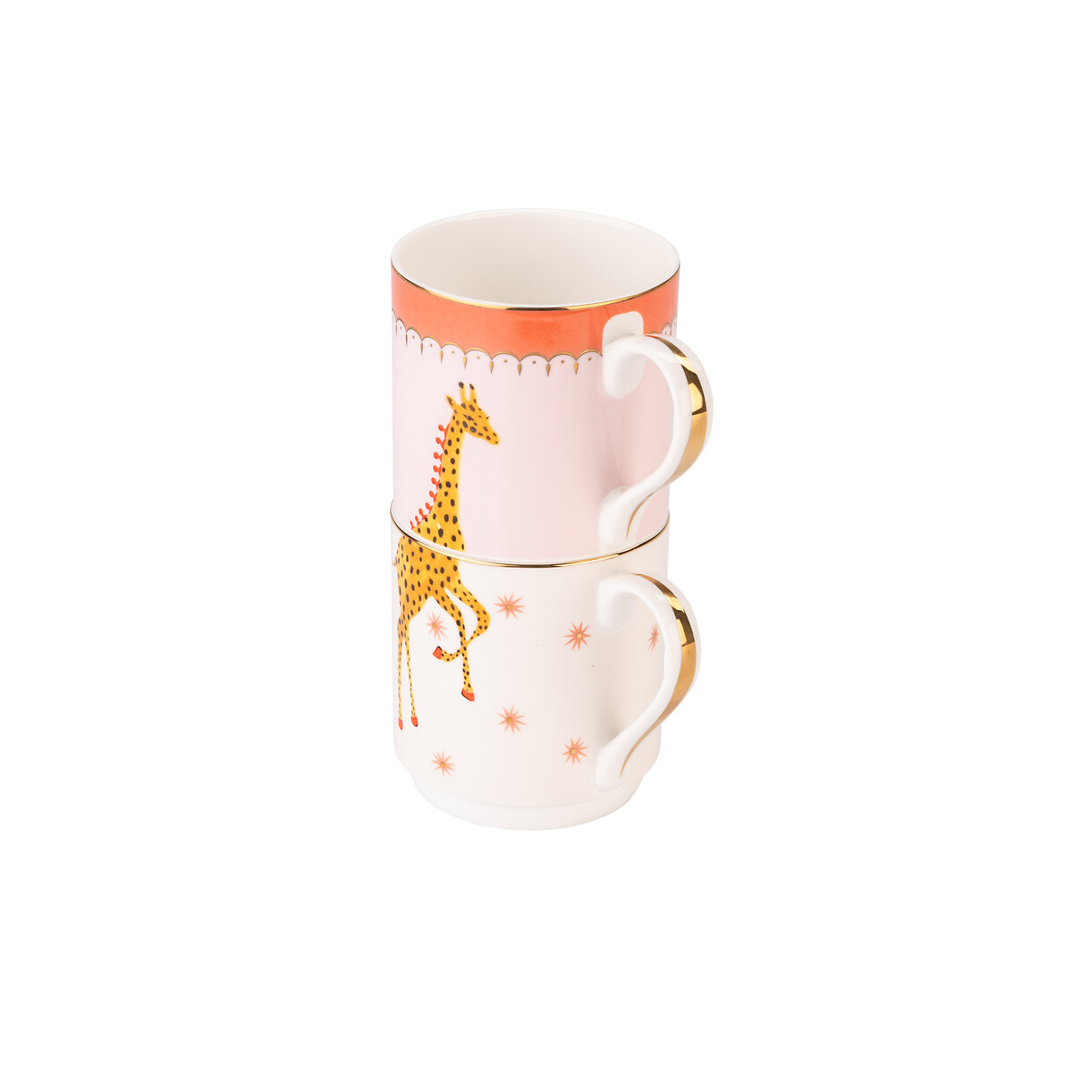 Set of 2 Giraffe Stacking Mugs pink, YVONNE ELLEN