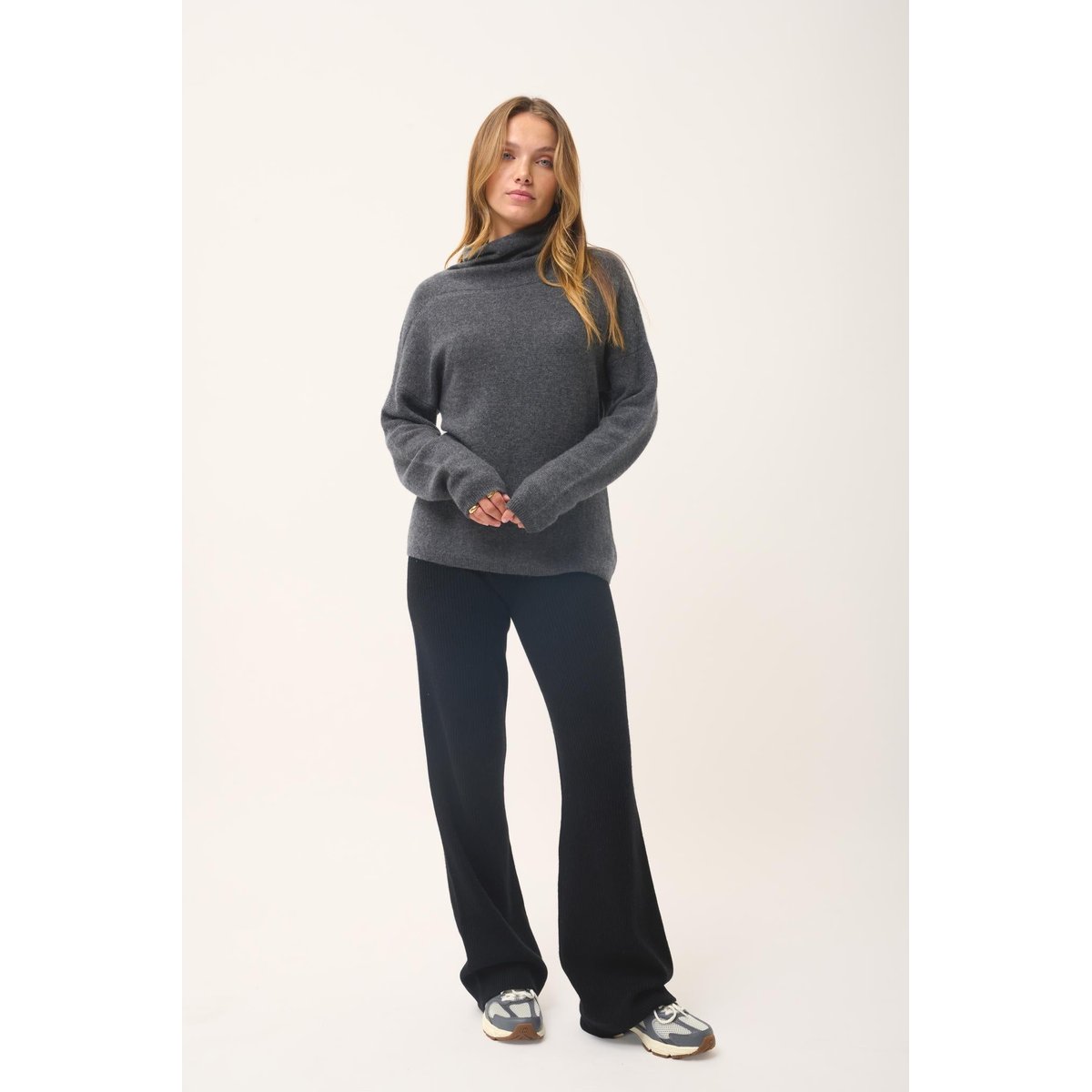 Pull Col Roulé Anthracite Chiné Blantyre gris chiné, JUST CASHMERE