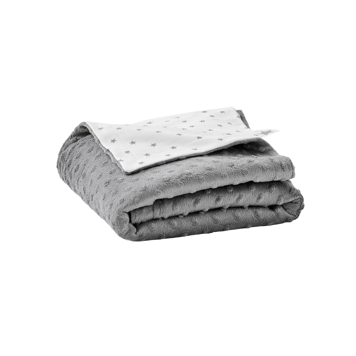 Couverture bi-face minky/molleton STELLA gris, VERTBAUDET