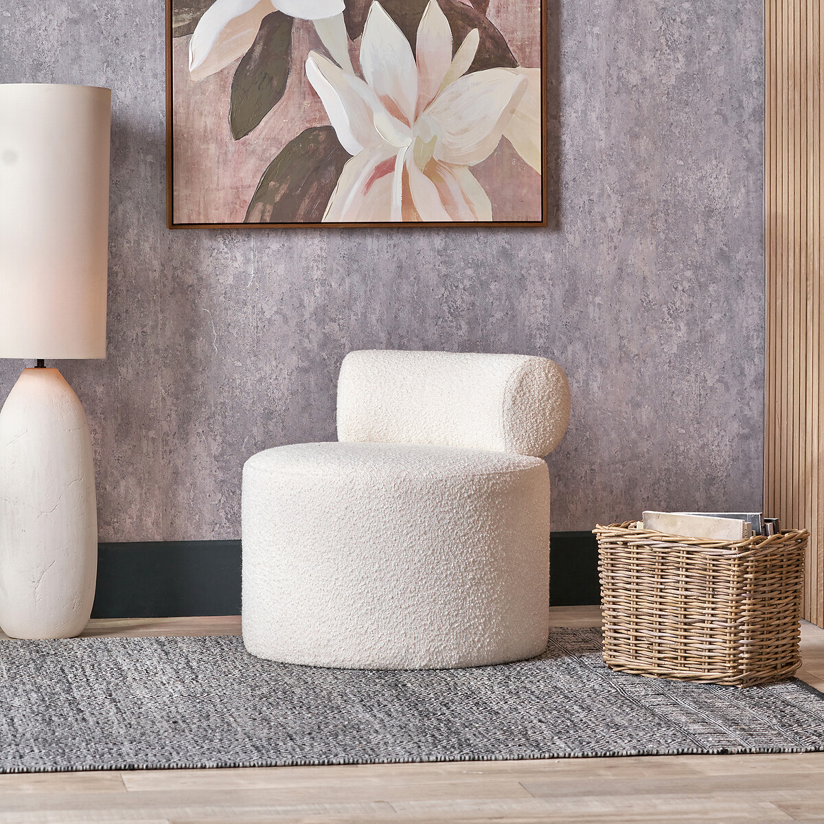 Avelio Boucle Accent Chair white, SO'HOME