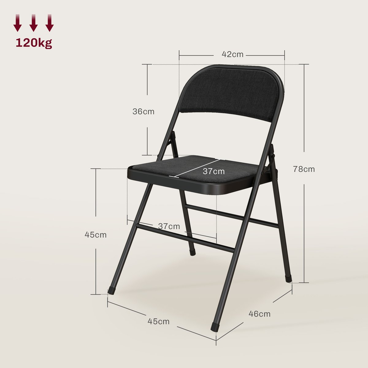 Chaise pliante Polyester Noir noir, HOMCOM