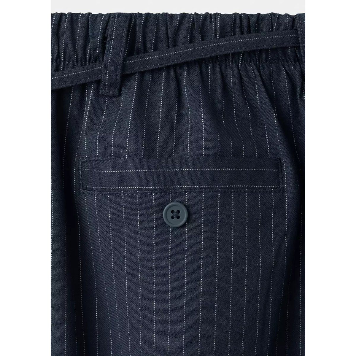 Pantalon bouffant à rayures tennus en fil textile bleu marine, MANGO KIDS