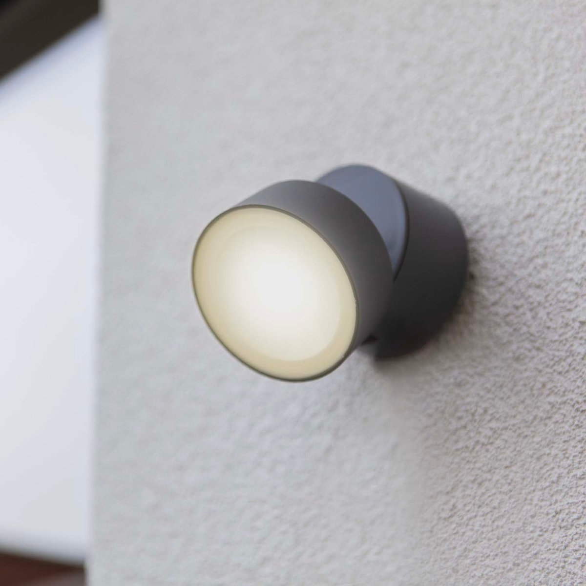 Applique murale d'extérieur sur secteur TRUMPET tête orientable aluminium gris LED blanc H11cm dark grey, LUMISKY