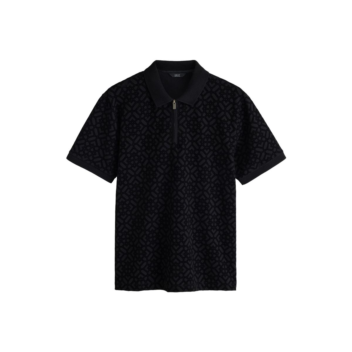 Polo habillé à motif jacquard noir, NEXT