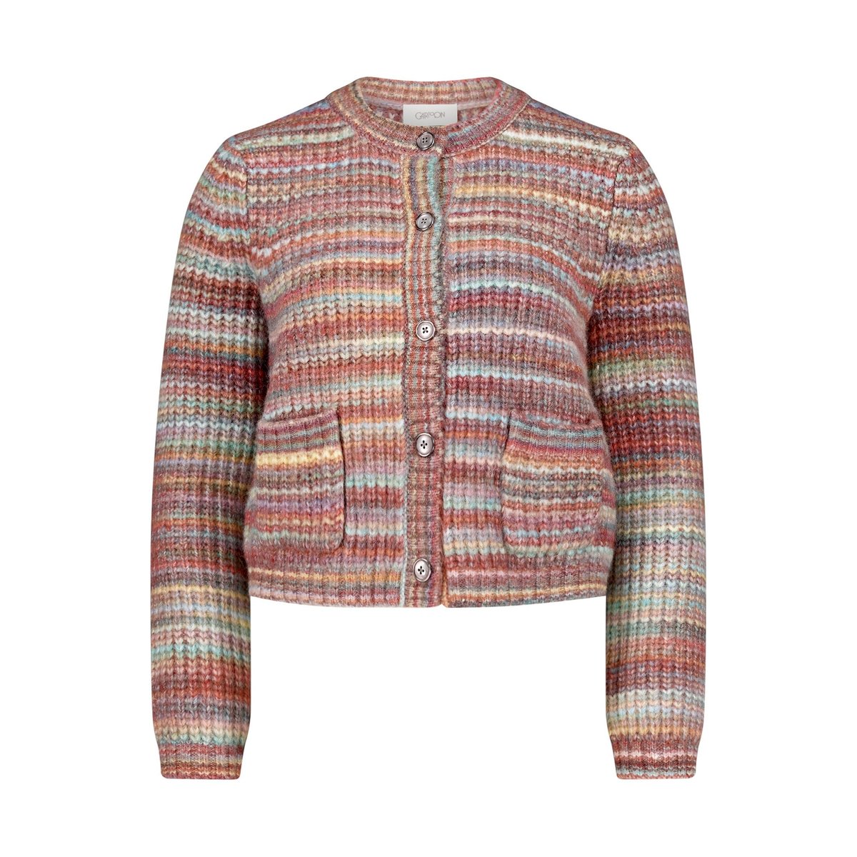 Cardigan en maille à encolure ronde pink/green, CARTOON