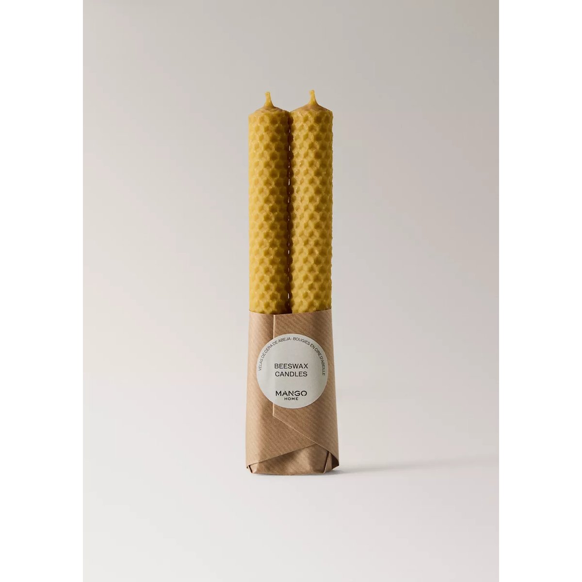 Bougies longues décoratives en cire d’abeille ocre, MANGO HOME