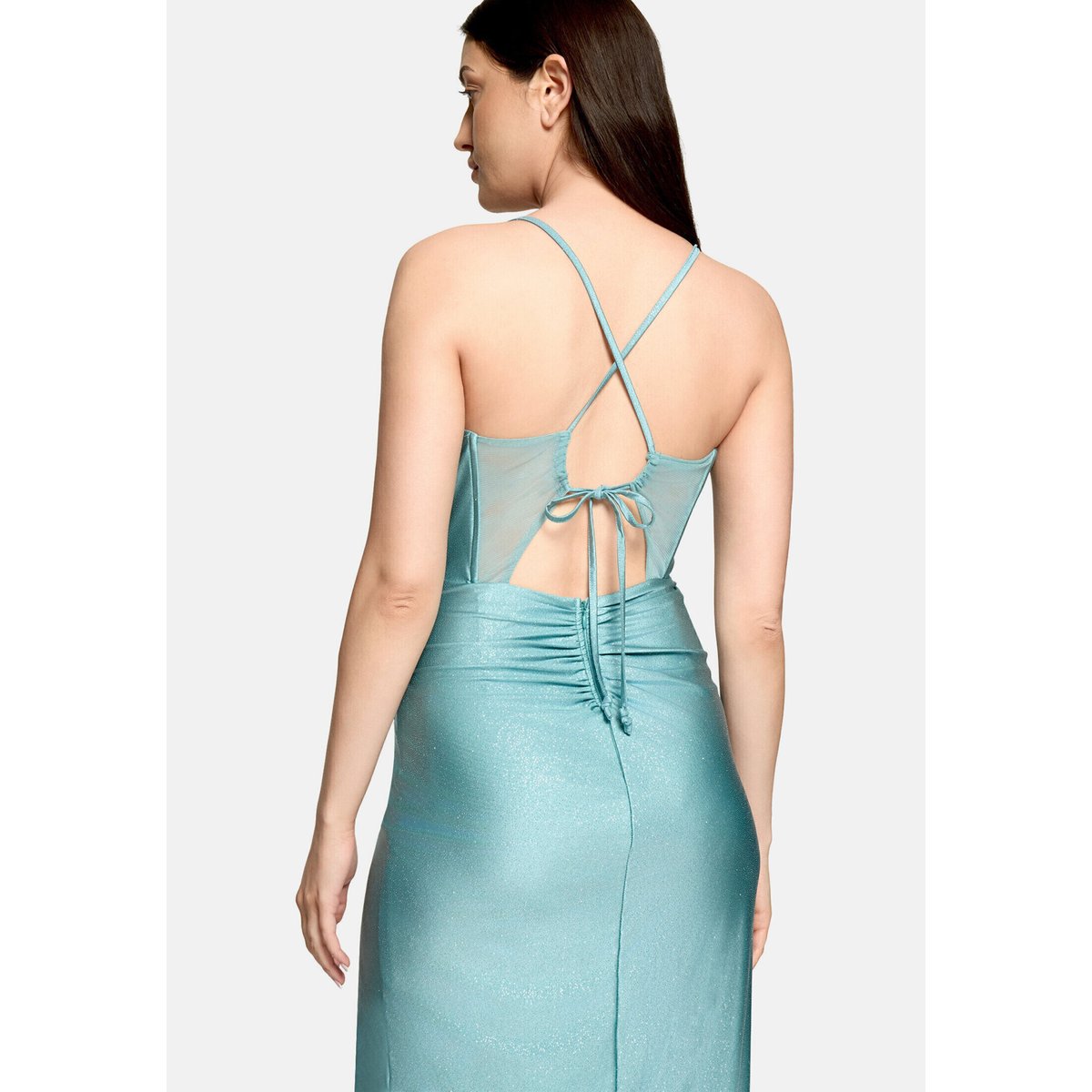 Robe de soirée au look scintillant mint/silver, VERA MONT