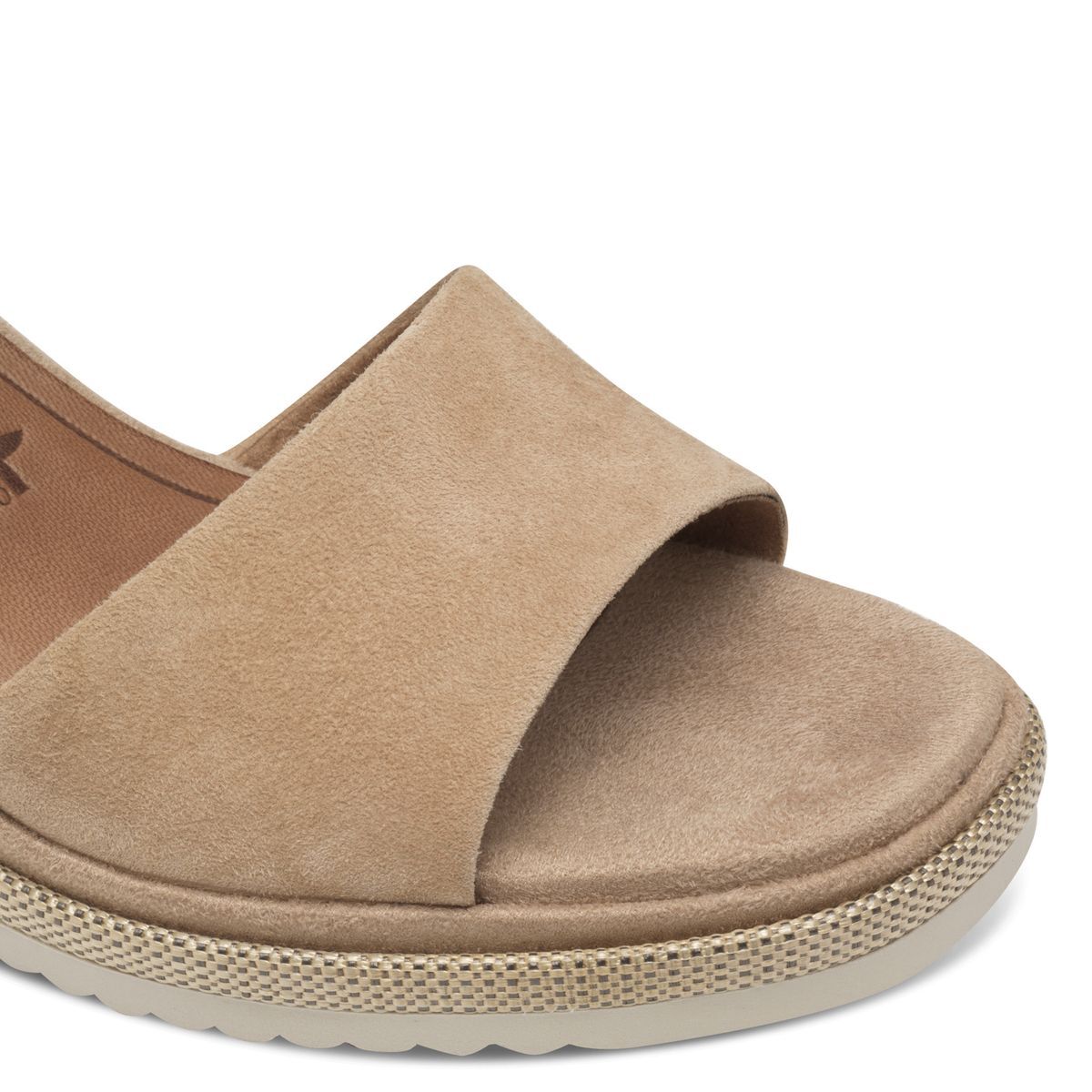 Sandale à talon en cuir beige ivoire camel, TAMARIS