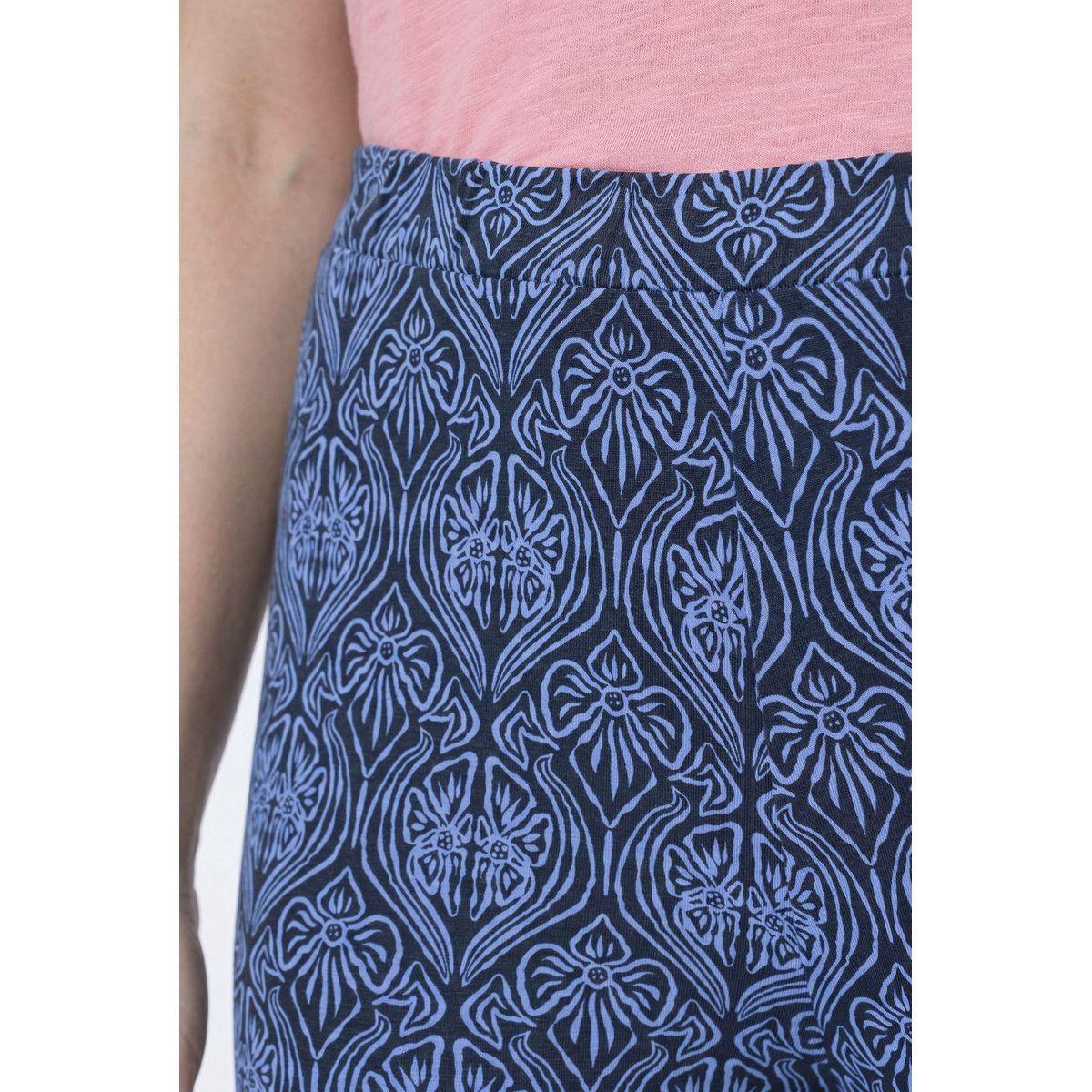 Legging motif fleurs, taille élastique marine, ULLA POPKEN