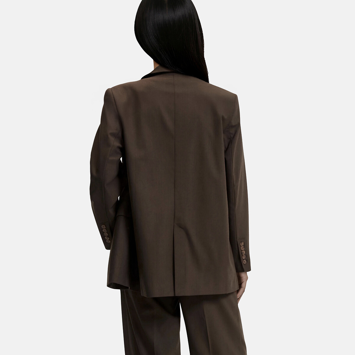 Blazer long oversize, ample, Signature CLÉANDRE marron, LA REDOUTE COLLECTIONS