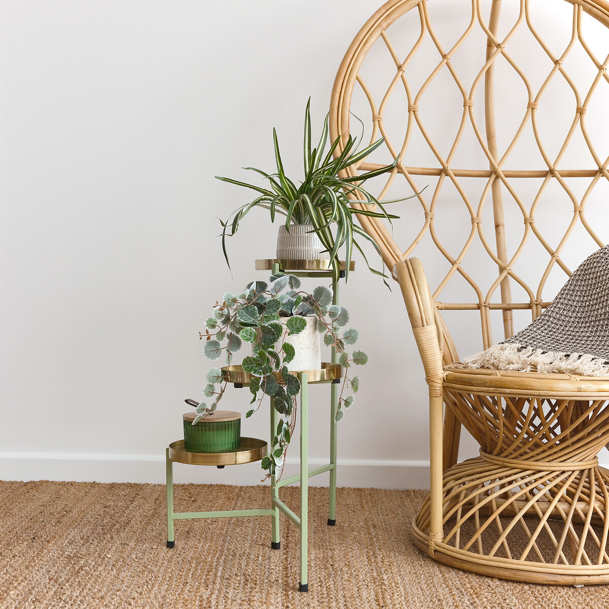 Pastel Metal Three-Tier Plant Stand green, SO'HOME