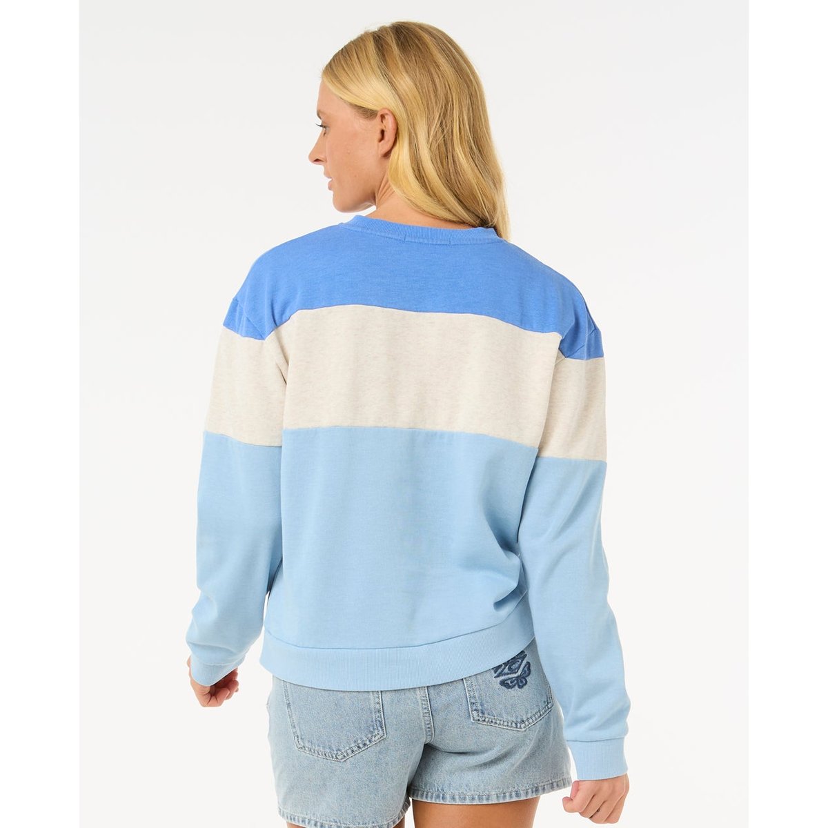 Sweat LAS DALIAS COLOURBLOCK CREW gris chiné avoine, RIP CURL