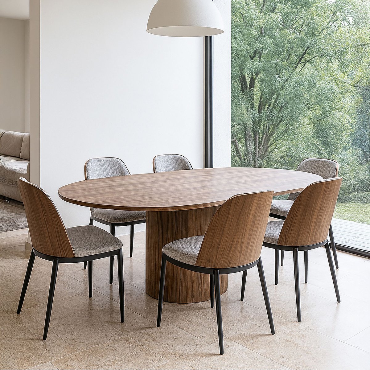 Table ovale extensible en bois, SIERRA couleur unique, NOW'S HOME