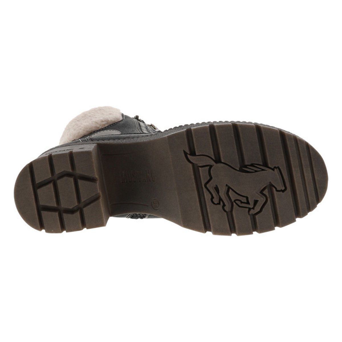 Bottines noires à talon décroché moyen avec un zip et des lacets ronds noires, MUSTANG