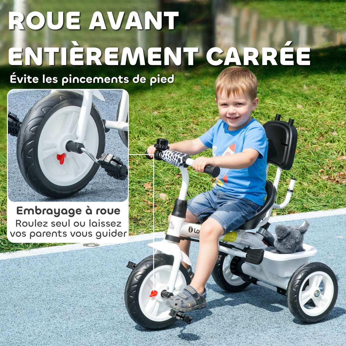 Tricycle pour enfants Métal Bleu blanc, HOMCOM