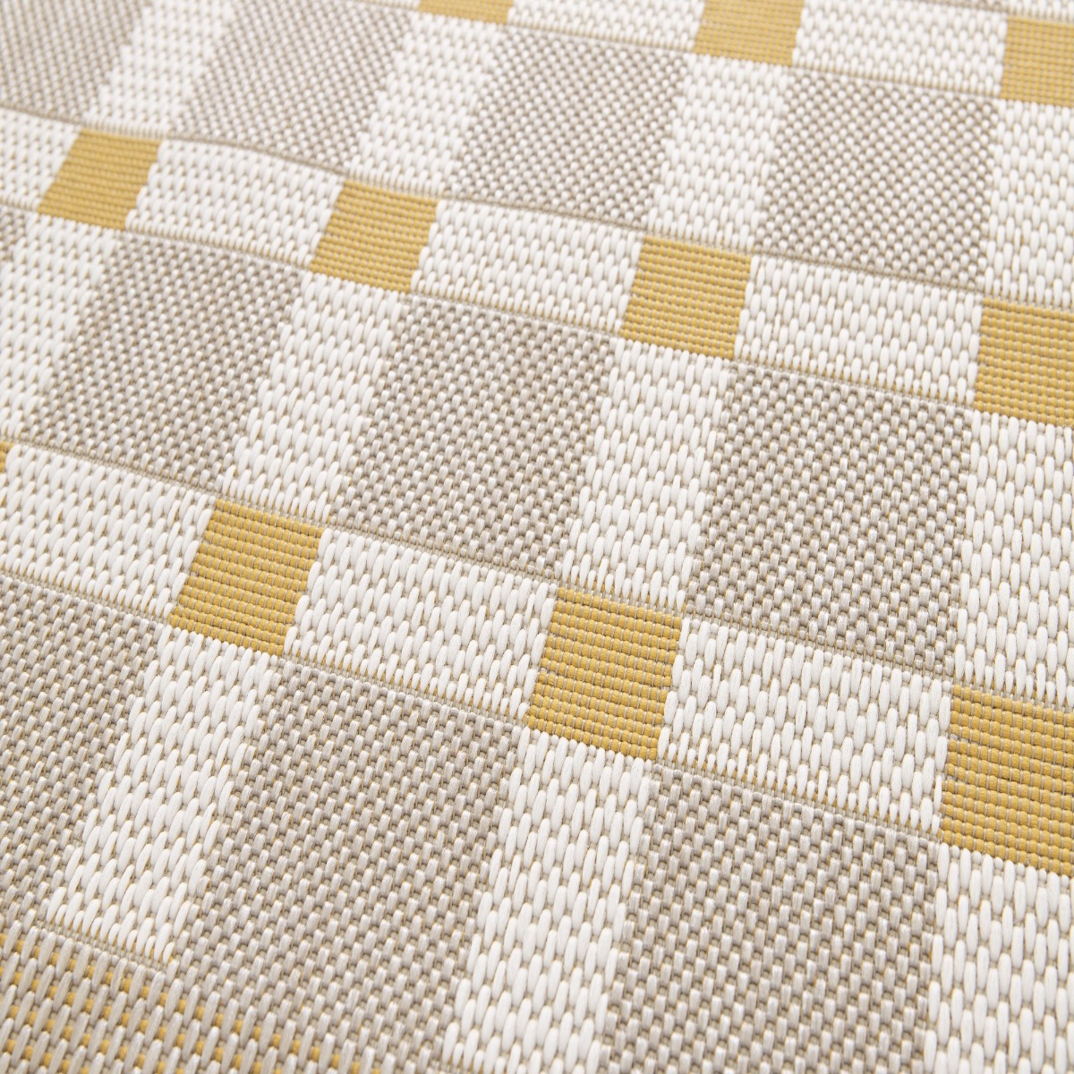 Tapis extérieur intérieur damier moderne  et  SUNSHINE DAMIER beige, jaune, THE DECO FACTORY