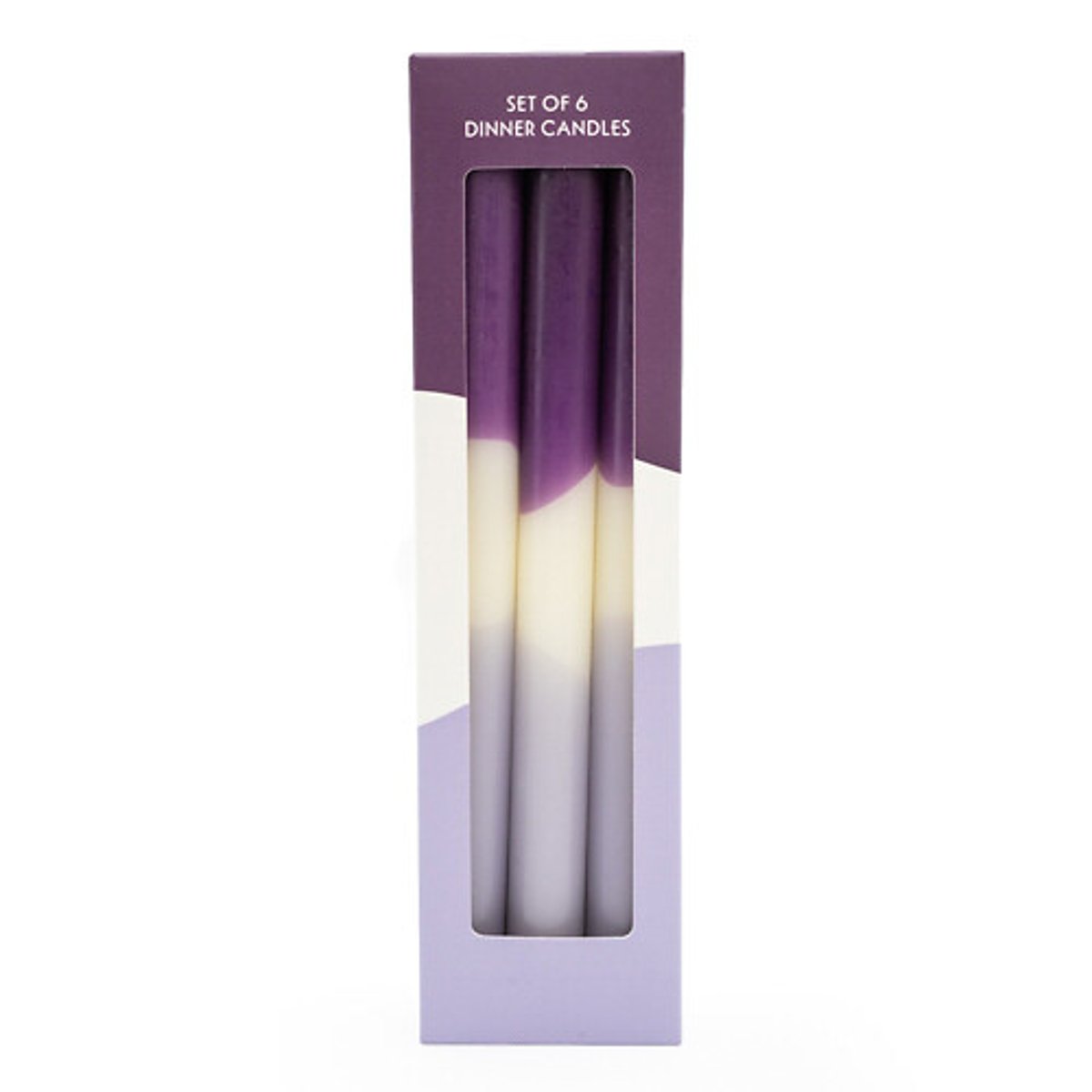 Set of 6 Two-Tone Dinner Candles purple, SO'HOME