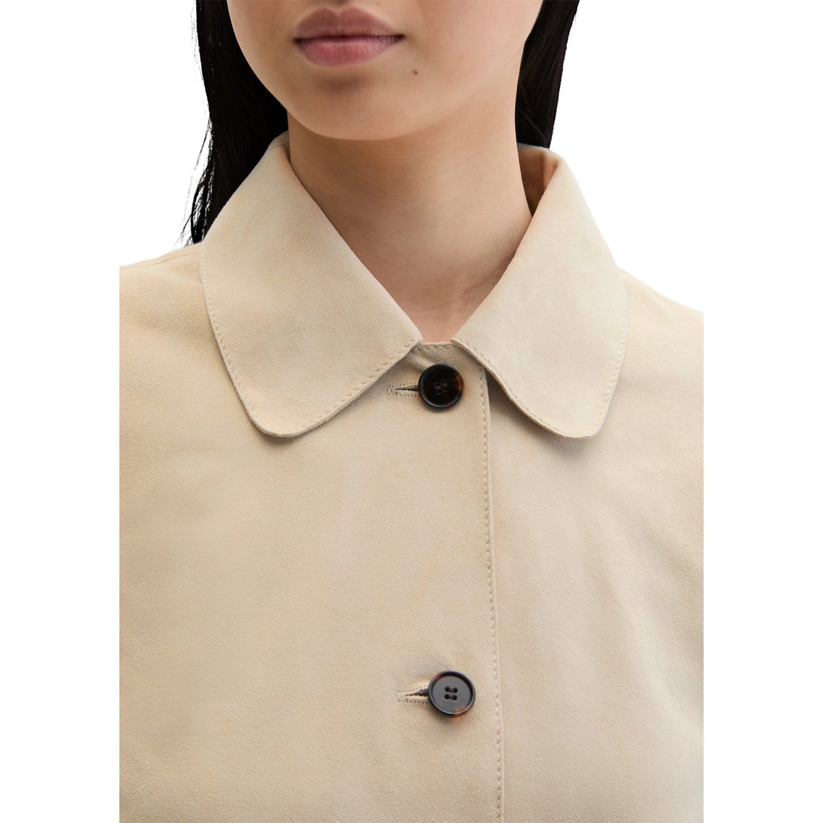 Veste en cuir velours fitted en cuir de chèvre souple gris clair, MARC O'POLO