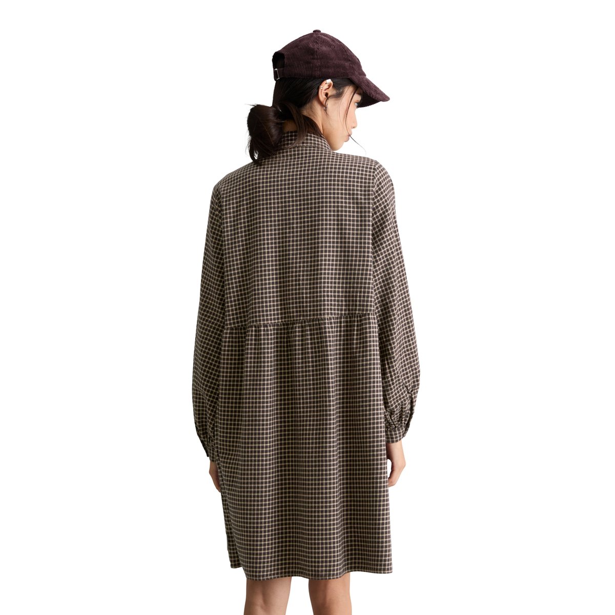 Robe chemise coupe classique en flanelle de coton bio à carreaux noir, MARC O’POLO DENIM
