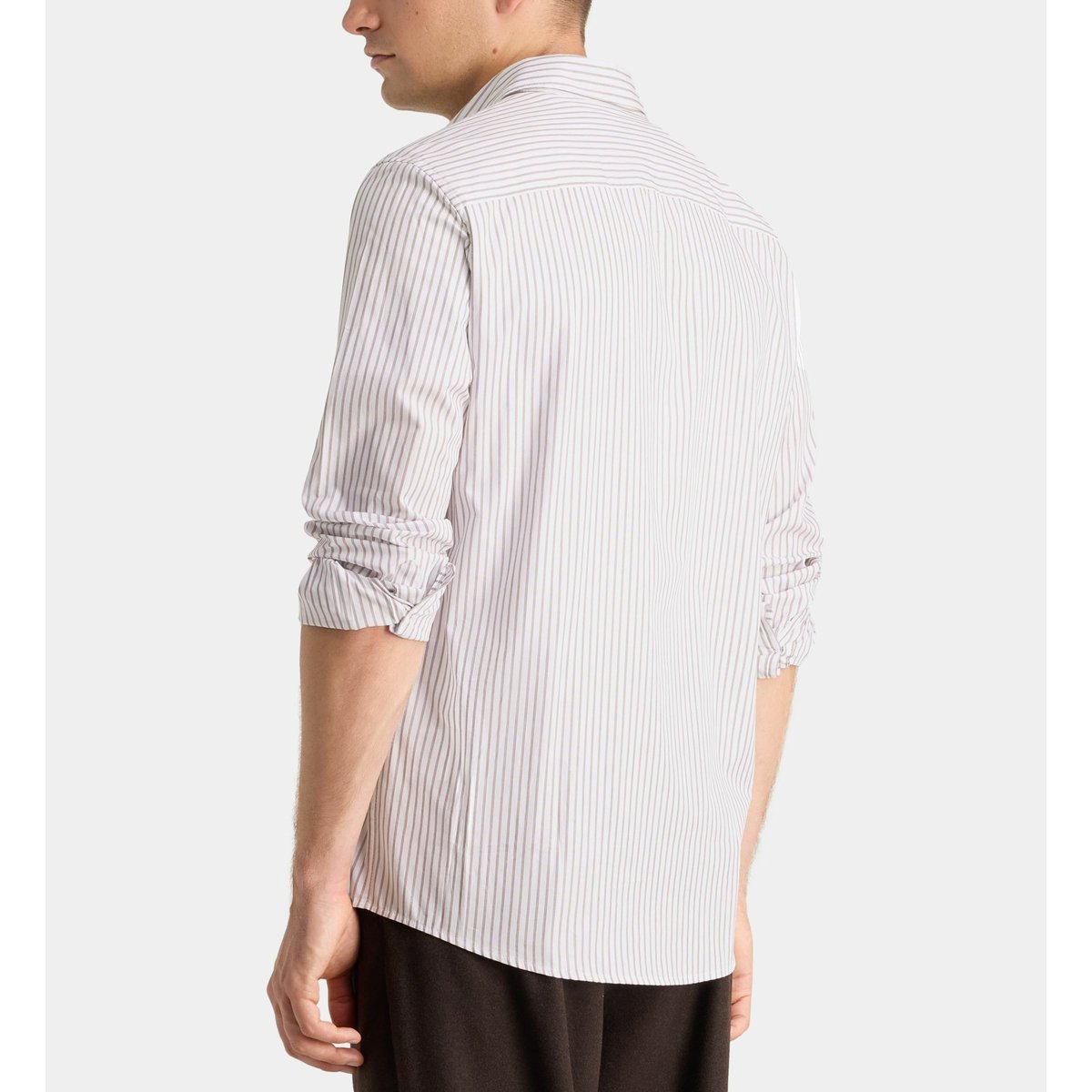 Chemise rishtri 5 rayée en coton blanc et marron, GALERIES LAFAYETTE