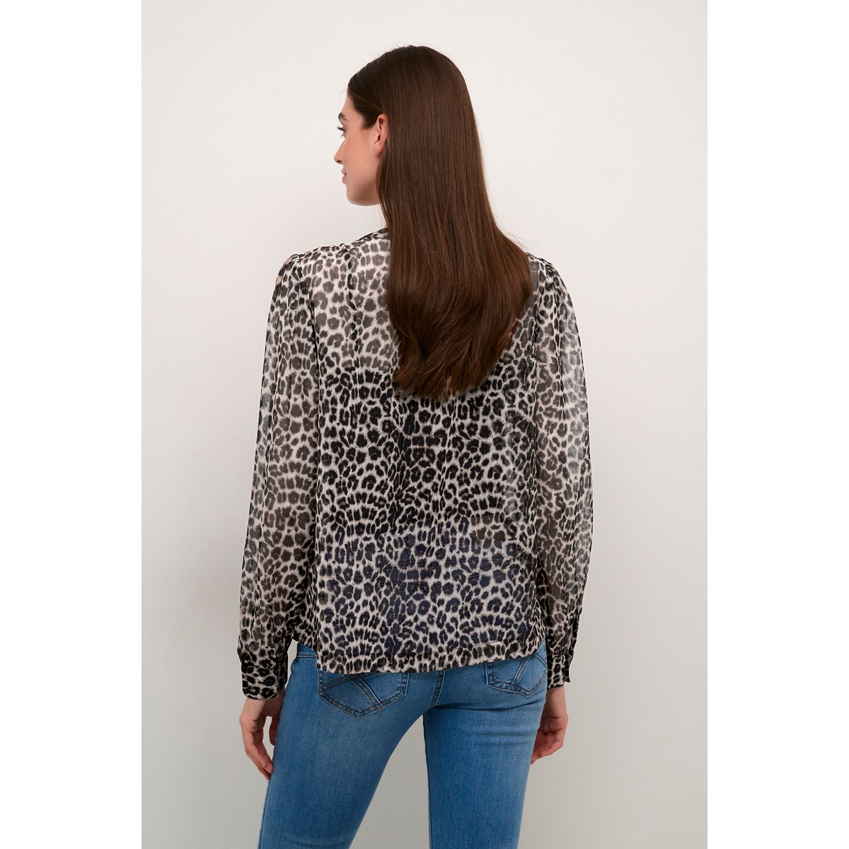 Blouse à manches longues beige animalier natrual animal spots, CREAM