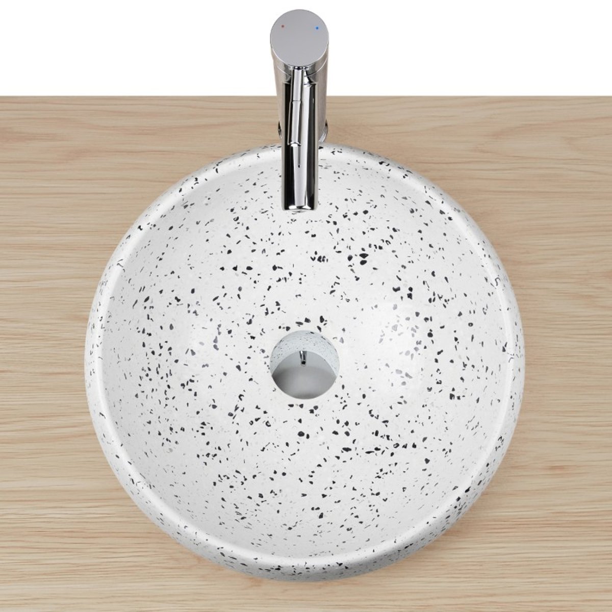 Vasque à poser ronde en terrazzo 40cm ZOLI blanc, MOB IN