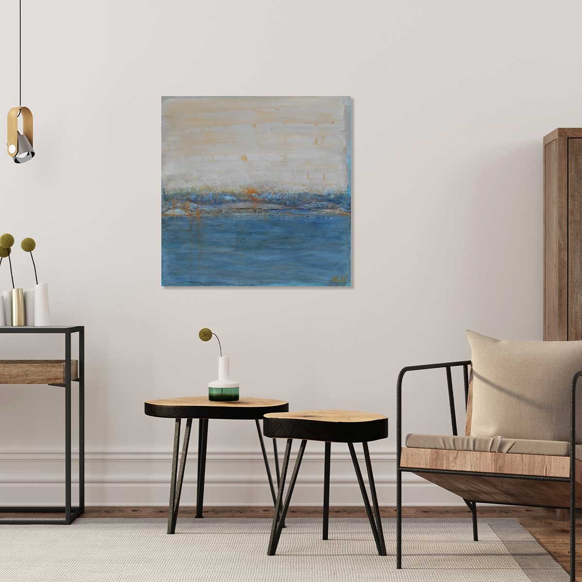 Tableau moderne rivage d'or tableau alu dibond, HEXOA