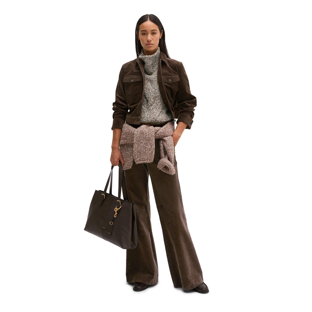 Sac cabas modèle Phillis en cuir de vachette souple marron, MARC O'POLO