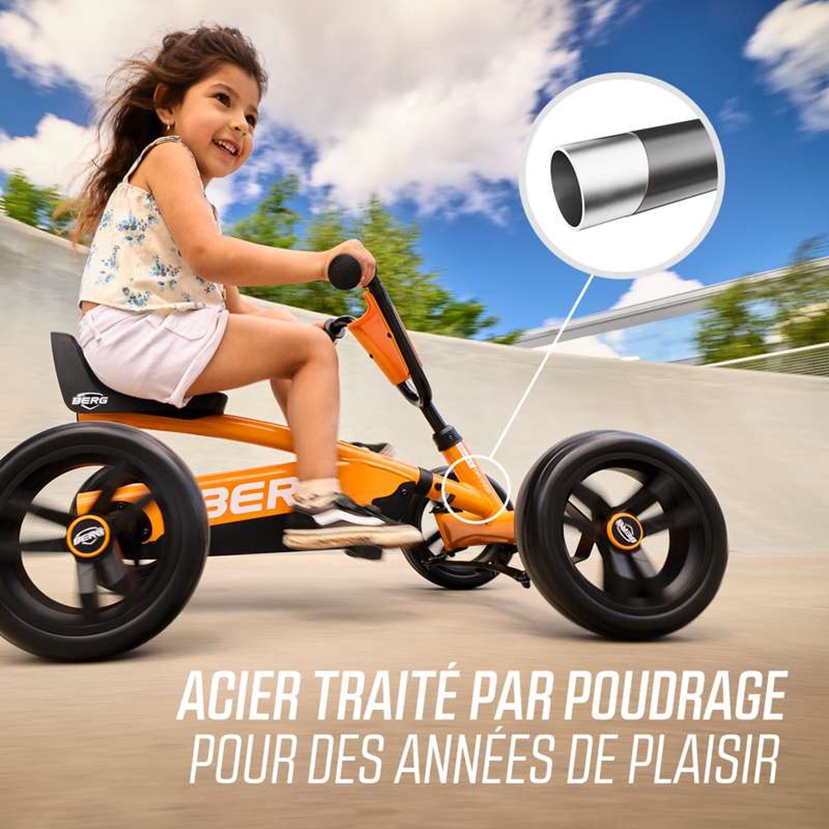 Kart à Pédales pour Enfants, 2+ Ans, Buzzy Vert orange, BERG TOYS