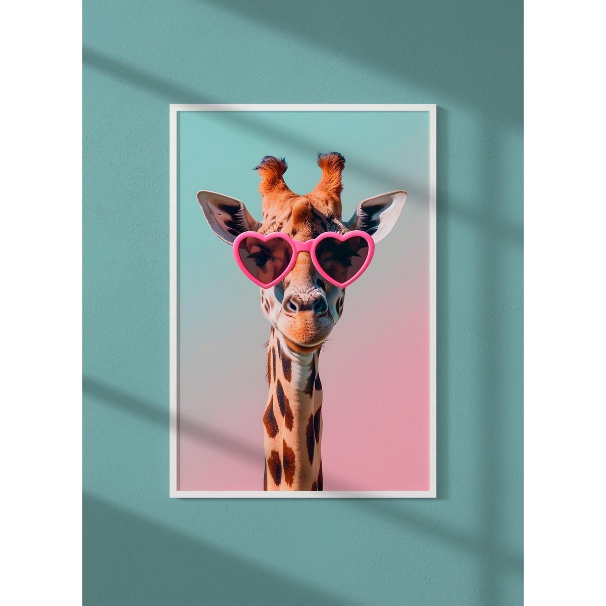 Affiche La girafe aux lunettes coeur blanc, L'AFFICHERIE
