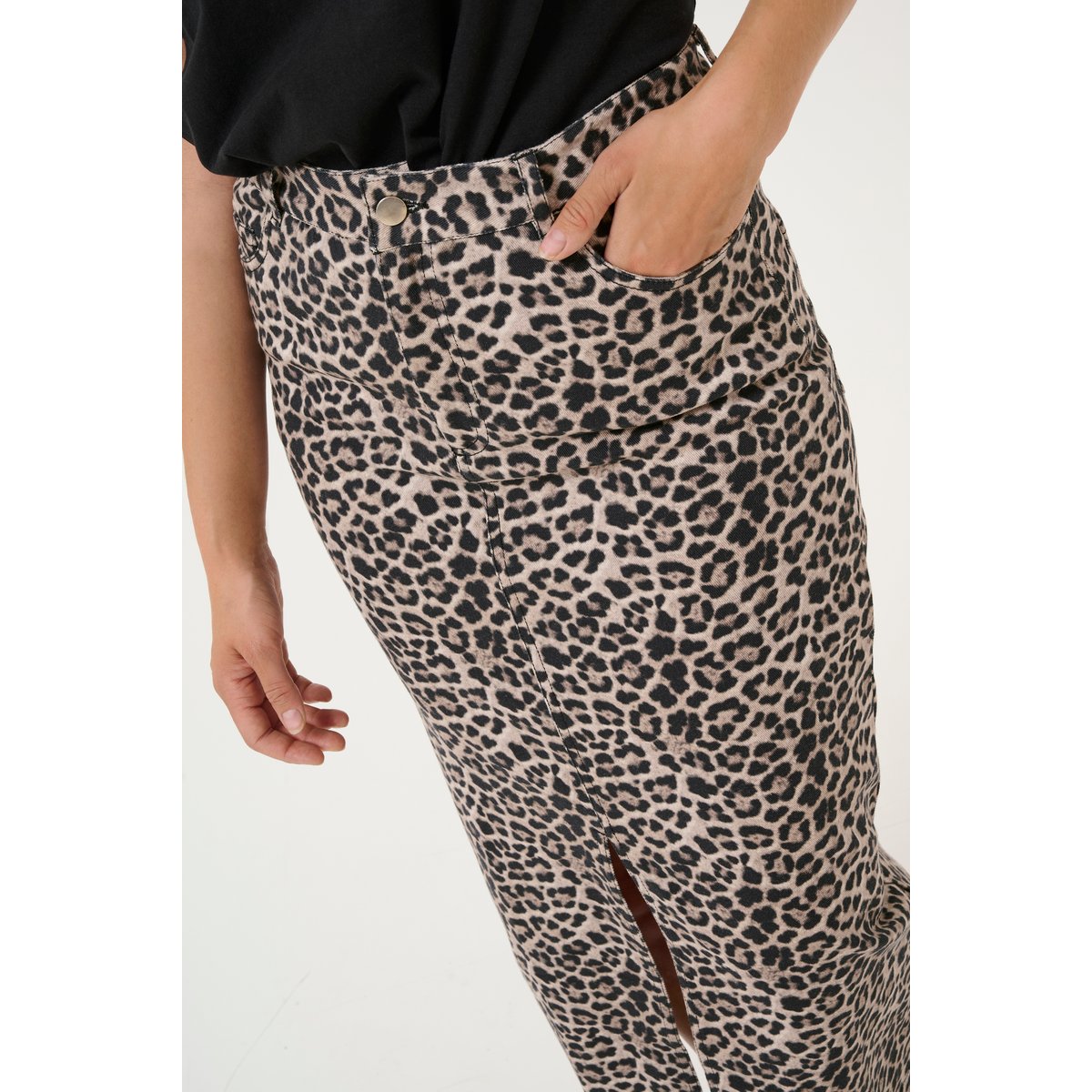 Skirt marron classic leopard, KAFFE