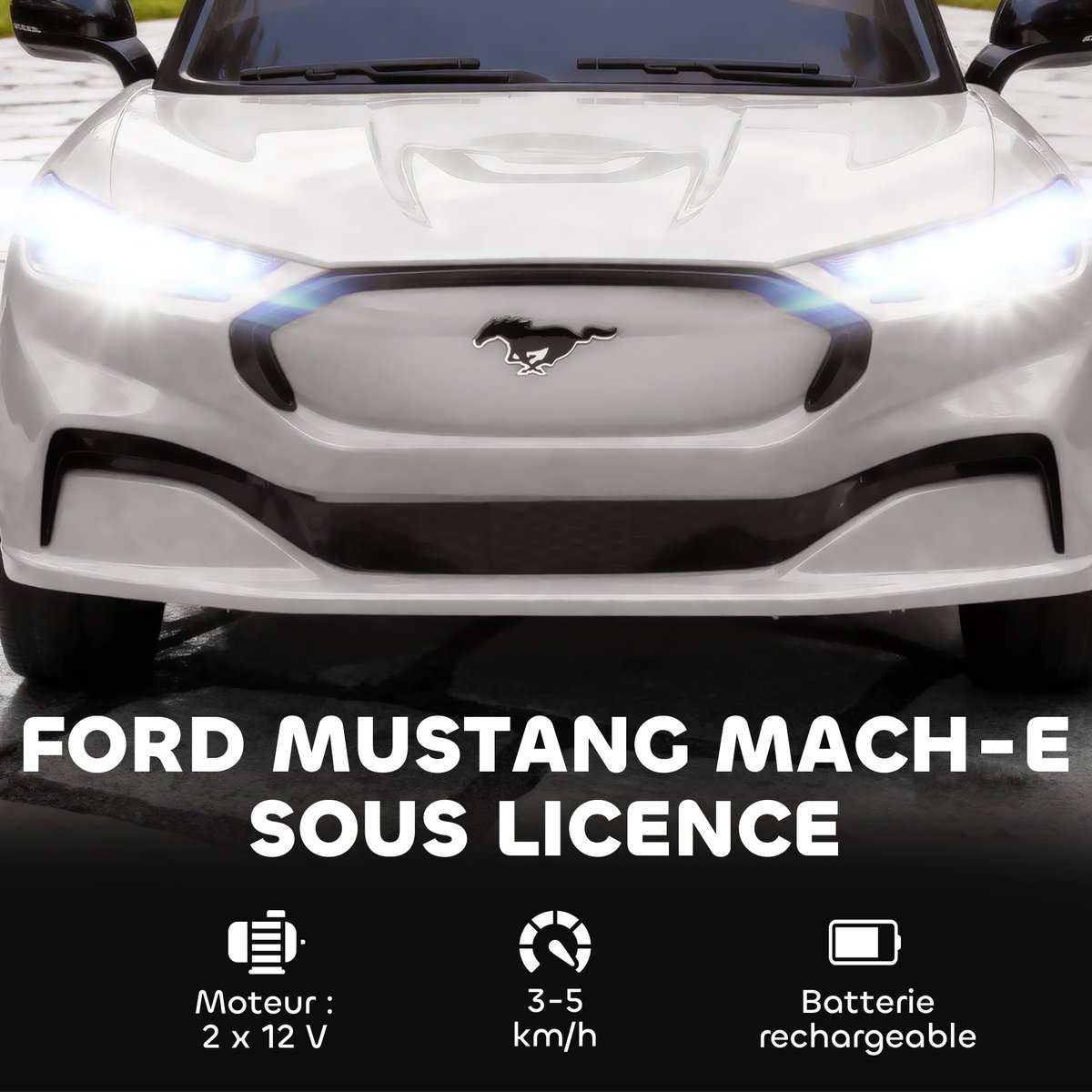 Voiture électrique à conducteur assis PP blanc, AIYAPLAY