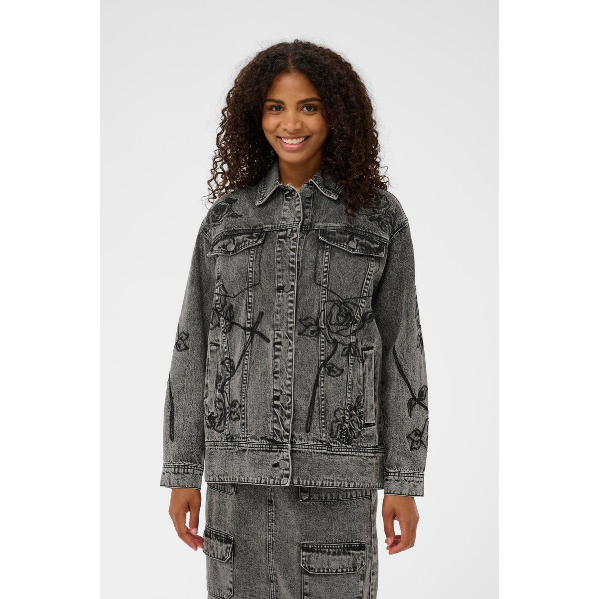 Veste en jean gris dark grey washed denim, KAFFE