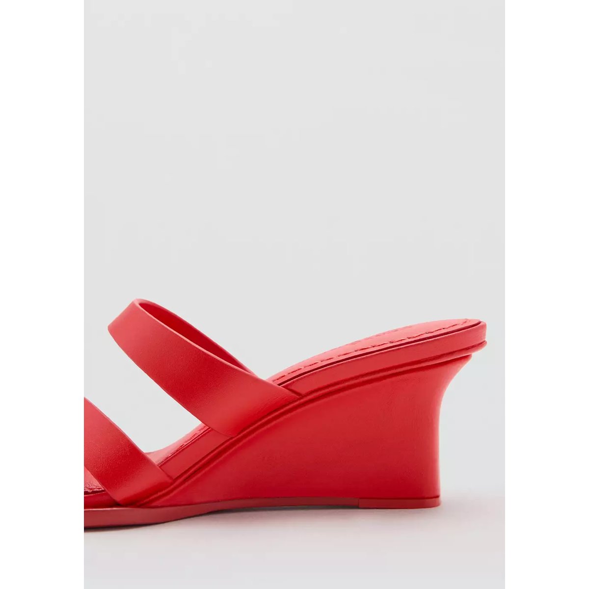 Sandales compensées cuir rouge, MANGO