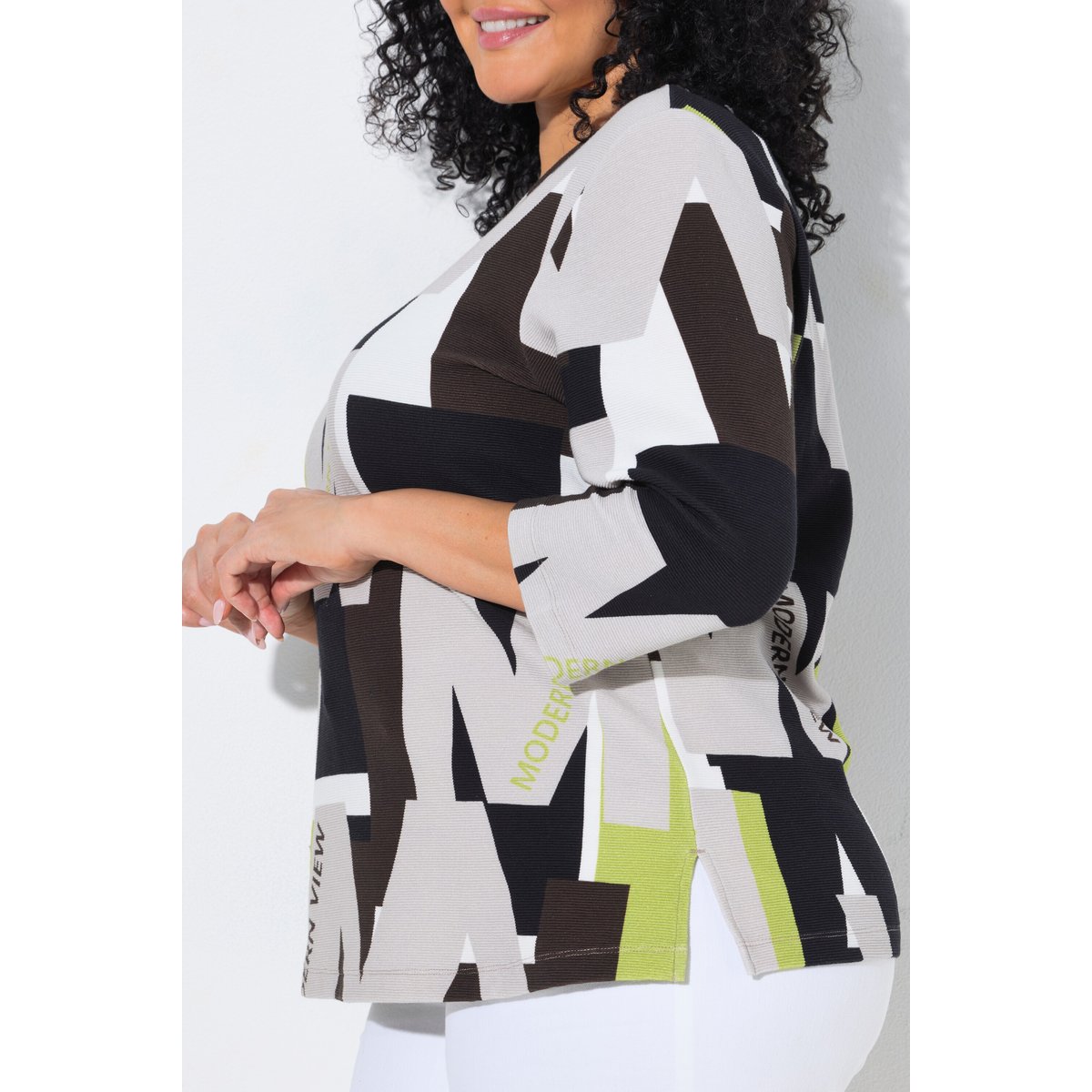 T-shirt motif lettre gris beige, ULLA POPKEN