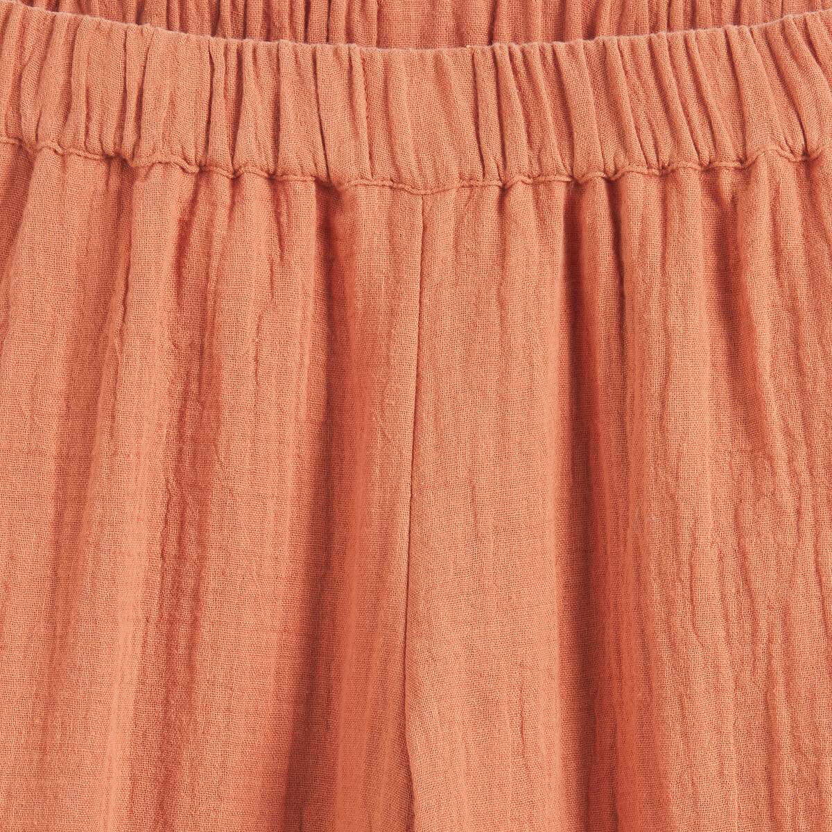 Cotton Muslin Trousers with Wide Leg brown, LA REDOUTE COLLECTIONS