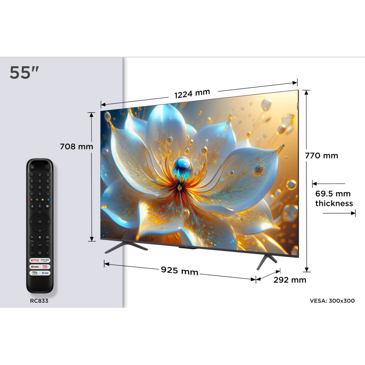 TV QLED 55P89K 144Hz 2025-55 pouces (139cm) aluminium, TCL