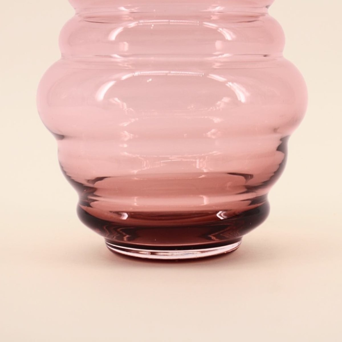 Vase anneaux en verre fait main, H21cm rose, DECOSTAR
