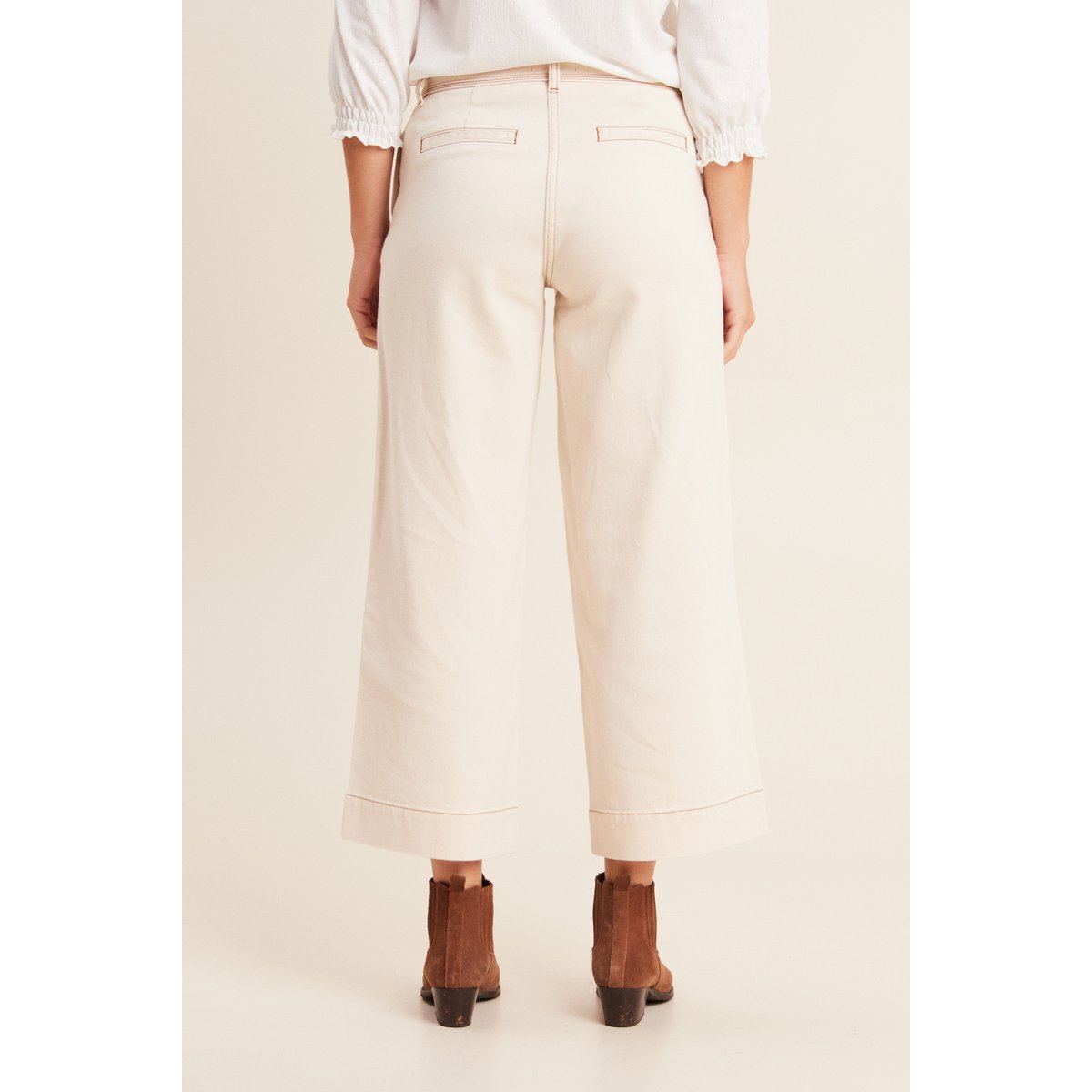 Jean large taille haute 7/8ème ivoire, BREAL