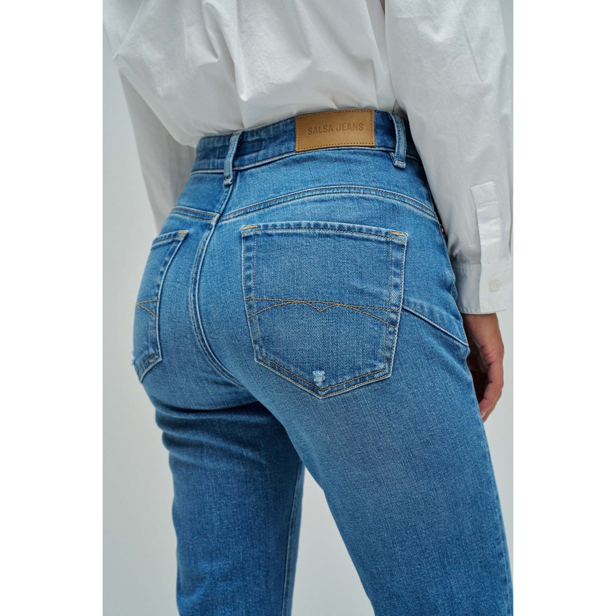 JEAN FAITH PUSH IN CROPPED SLIM bleu, SALSA JEANS