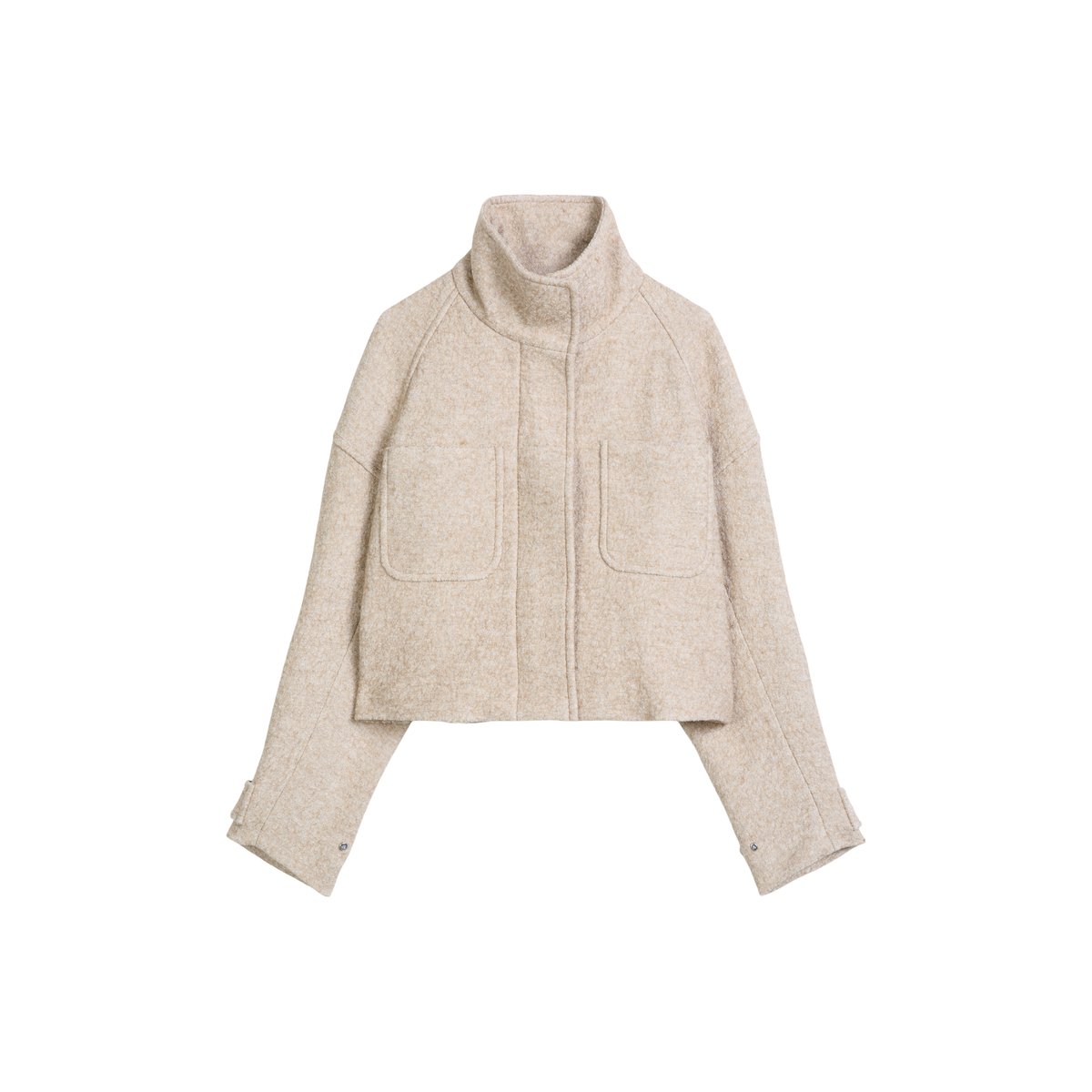 Veste d'extérieur courte en laine bouillie mélangée beige, MARC O'POLO