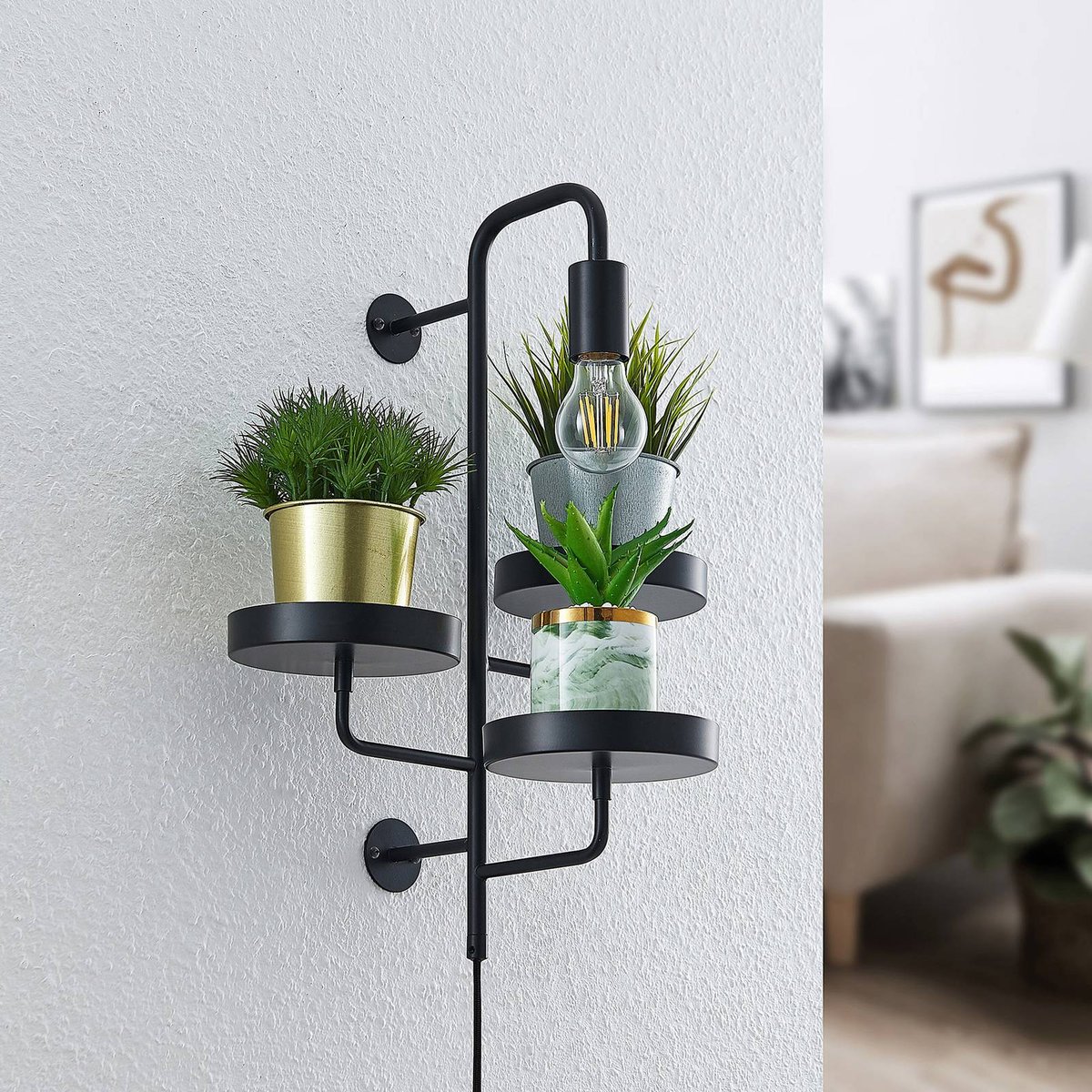 Applique en métal moderne, Hanjo noir mat, LINDBY
