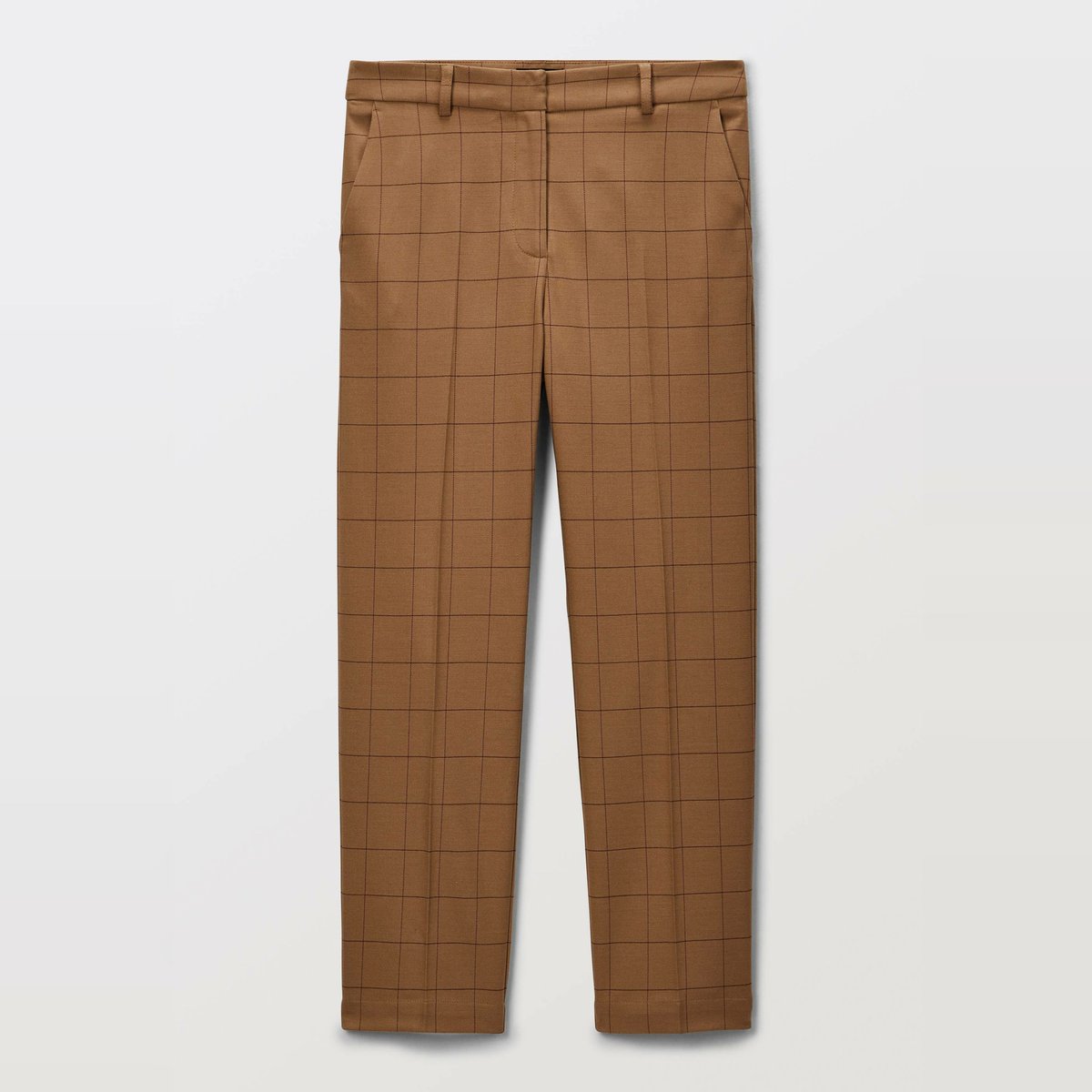 Pantalon droit plis cassé à carreaux cereale, MONOPRIX