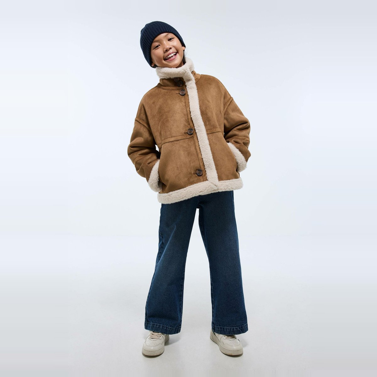 Manteau doublé effet mouton antilope, MONOPRIX