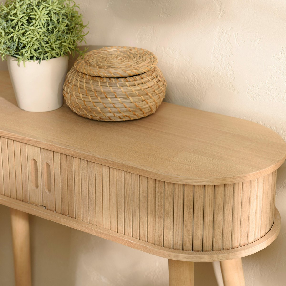 Console ovale  en bois couleur naturelle CASTILLE bois naturel, PIER IMPORT