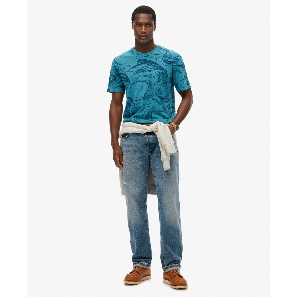 T-shirt imprimé surteint vintage bleu quais, SUPERDRY