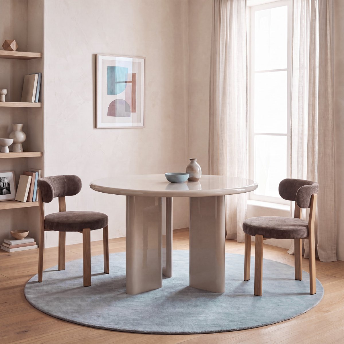Table à manger ronde 4 personnes en bois - PYRANTH bordeaux, DRAWER