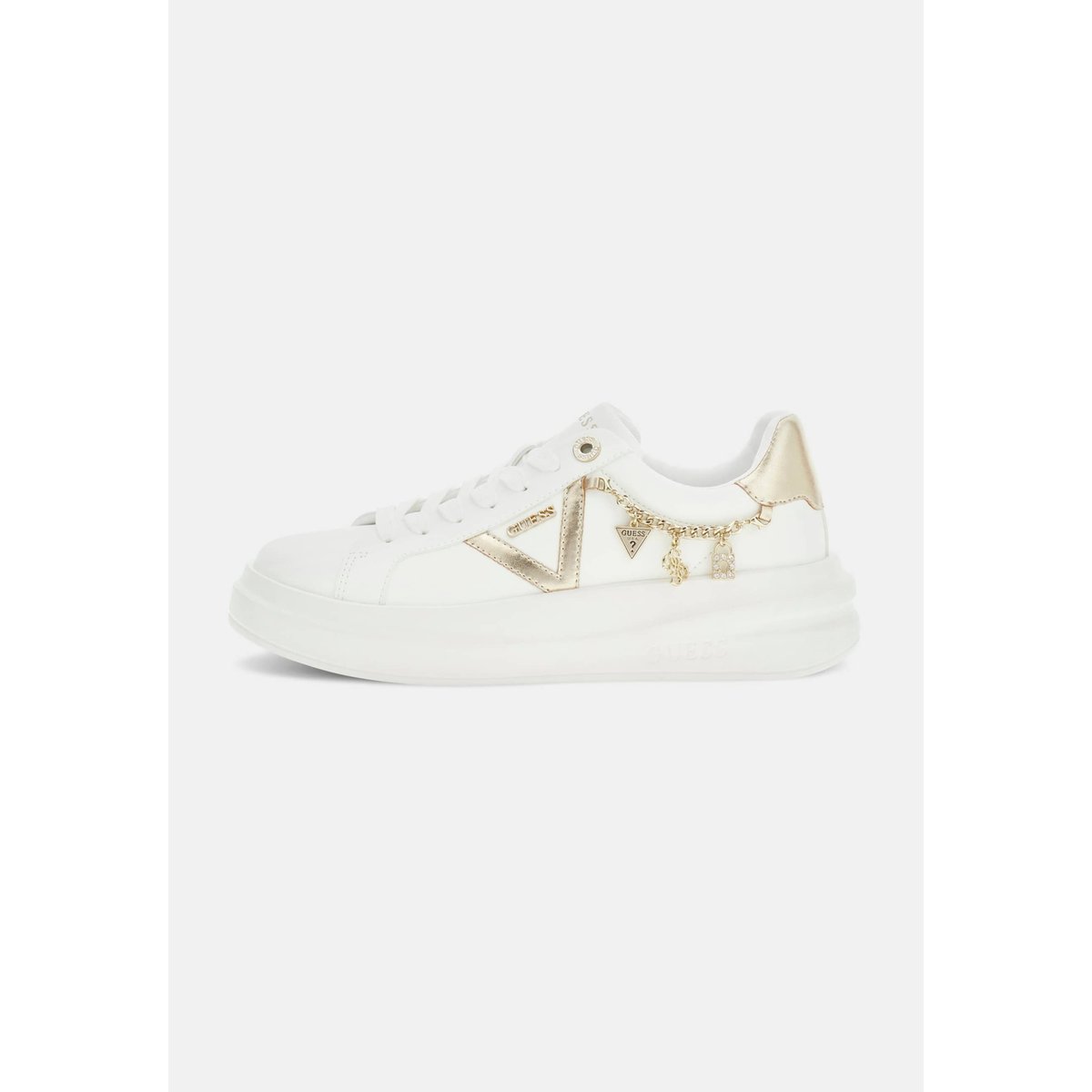 Baskets En Cuir Véritable Ebetts blanc multi, GUESS